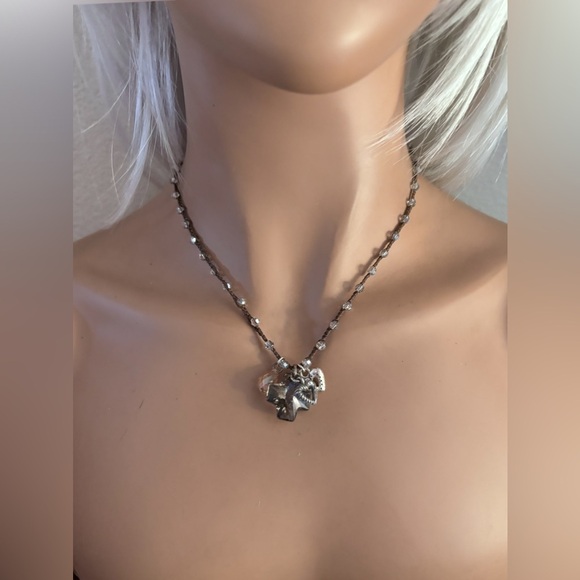 Brighton Karma Cross Brown Corded Love Crystal Retired Pendant Necklace. - Picture 1 of 5